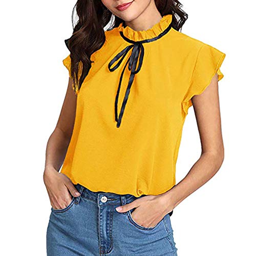 ZODOF Camiseta Basica Mujer Camiseta de Manga Corta con Pajarita para Mujer...