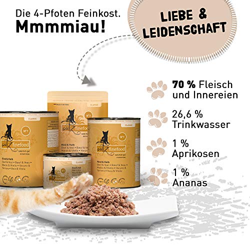 catz finefood N° 7 Rind & Kalb Feinkost Katzenfutter nass, verfeinert mit Aprikose & Ananas, 16 x 85g Beutel