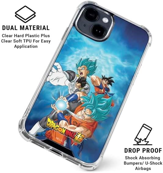Skinit Clear Phone Case Compatible with iPhone 15 Plus - Officially Licensed Dragon Ball Super Goku Vegeta Super Ball Design