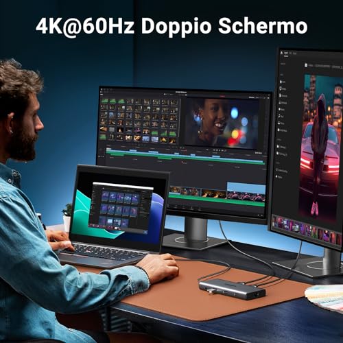 Revodok Pro 210 Docking Station USB C 10 In 1 Doppio HDMI 8K30Hz 4K60Hz Hub Adattatore Type C Ethernet Gigabit PD 100W Lettore Schede SD TF Compatibile con MacBook Air M2 M1 - Hub USB - Immagine 2