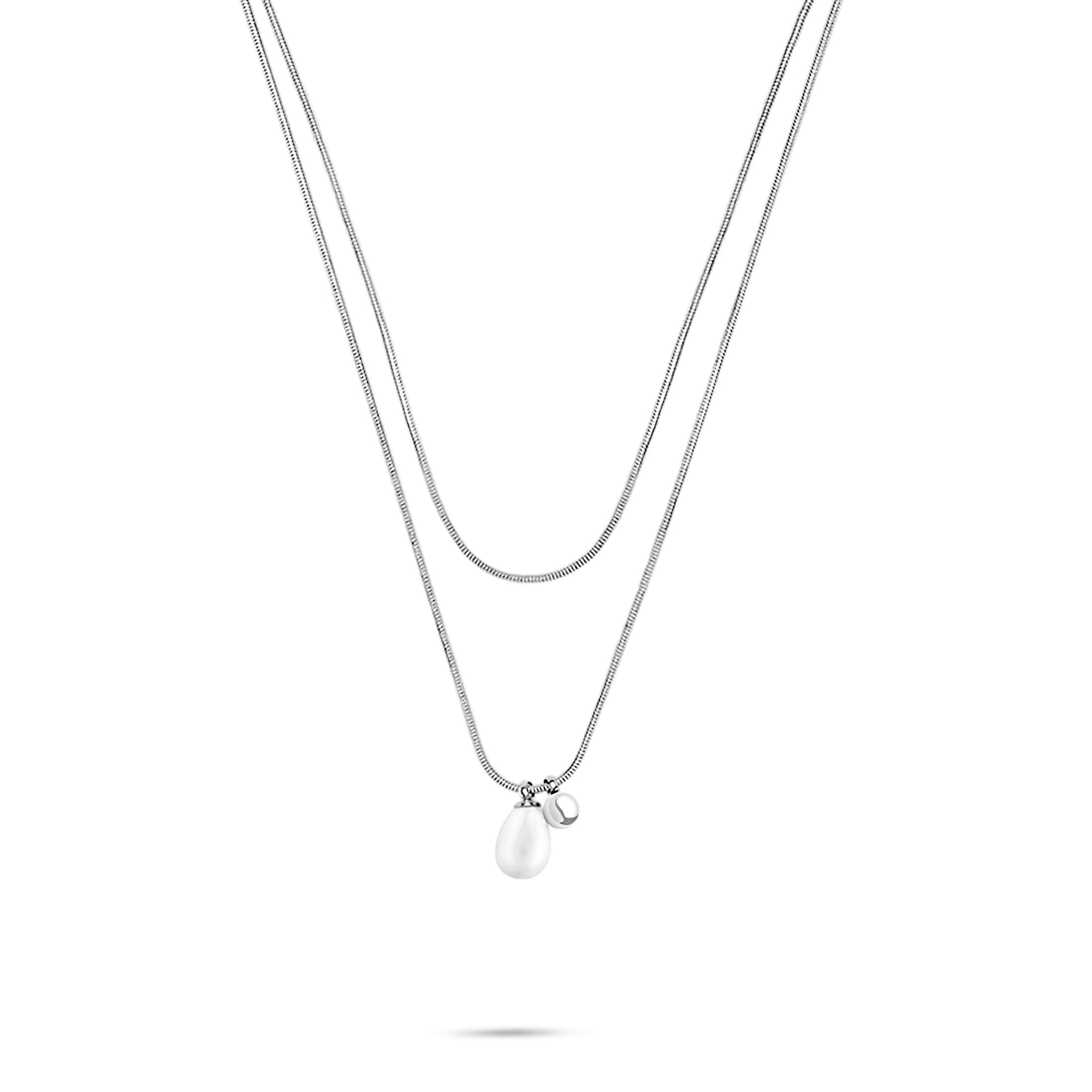 s.Oliver Necklace - Elegante Halskette aus poliertem Edelstahl - Silber - Schlangenkette 42 cm - wasserfest & hautfreundlich