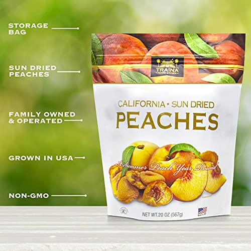 Traina Home Grown California Sun Dried Peaches - Healthy & Non-GMO, Natural Sweet Flavor Fruit No Sugar Added, Perfect Snack In Resealable Pouch (20 Oz) - Image 4