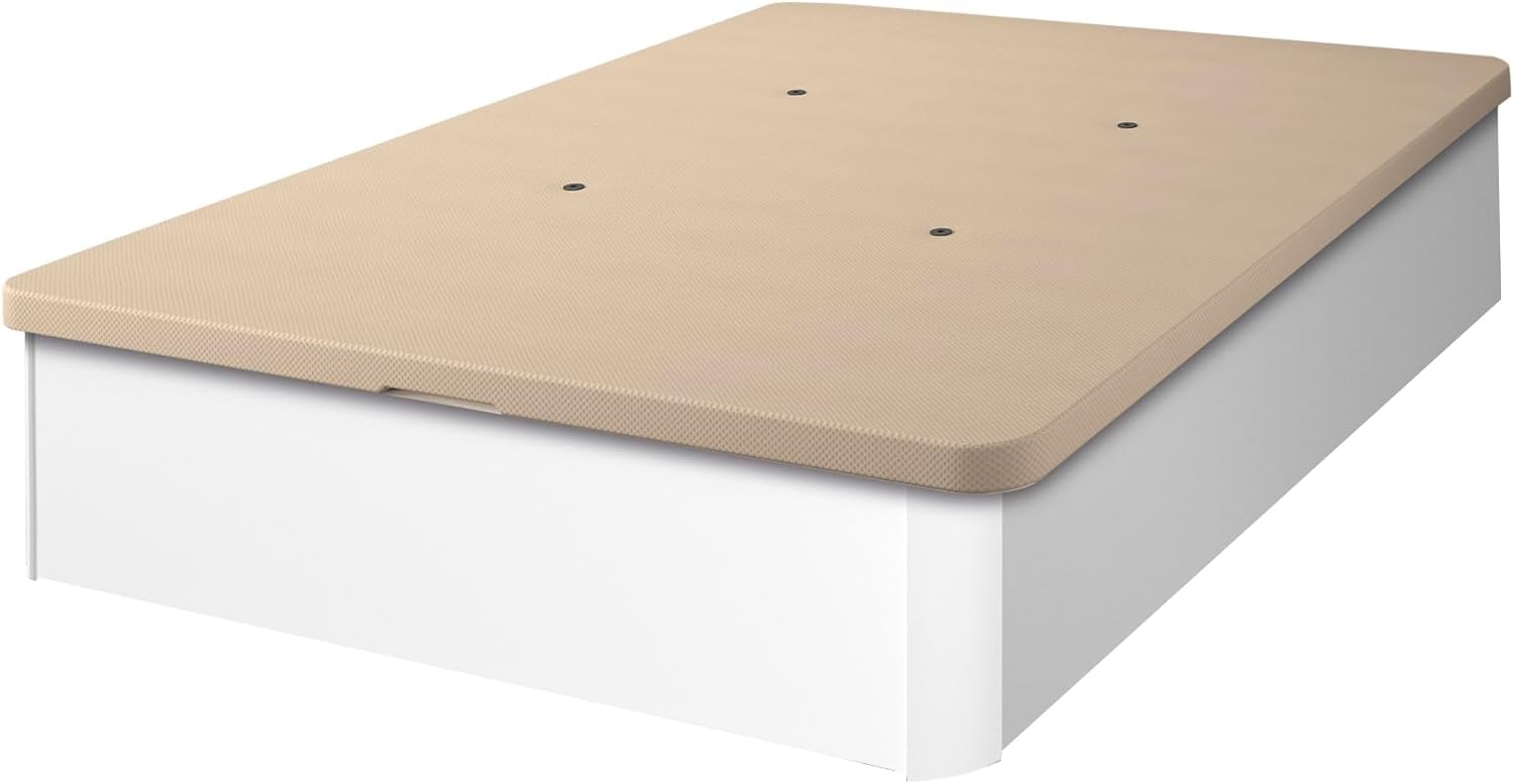 SHIITO | Modelo Aura - Canapé Abatible | Tapa 3D Transpirable y Acabado en Blanco | Alta Capacidad de Almacenaje con 4 Válvulas de Aire | 135x190 cm
