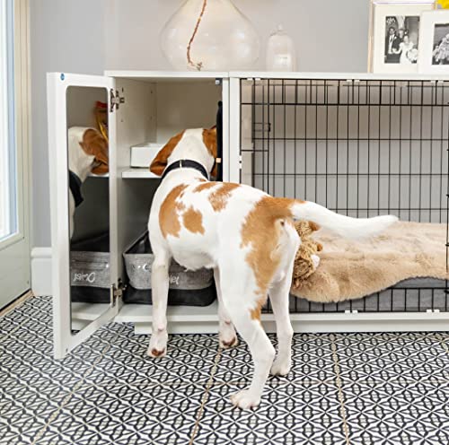 Omlet Fido Studio Dog Crate | Modern Furniture Style Dog Crate | Perfect Crate For Puppy Training, And Beyond! | Comfortable Safe Space For Your Dog | White Large With Closet #TOP2