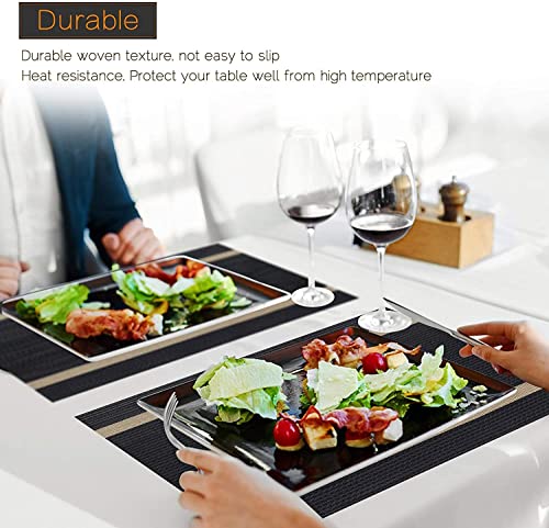 Image of Dining Table Placemats & Runner Set - Heat Resistant, Washable & Stain Resistant Woven Vinyl Mats | Table Runner & 4 Placemats Set for Stylish Dining (45x30 cm Placemats, 180x30 cm Runner)