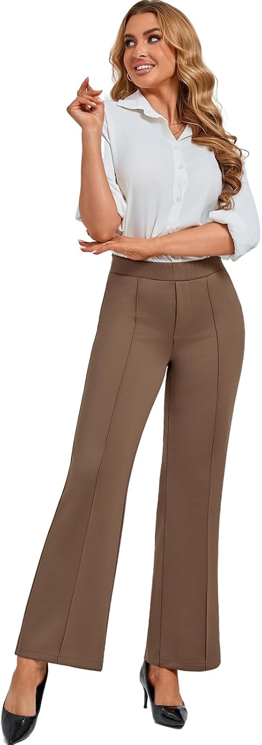 Dress Pants Women Business: Pants Tummy Control Office Straight Leg Trousers High Waisted Ladies Slacks Black - Image 2