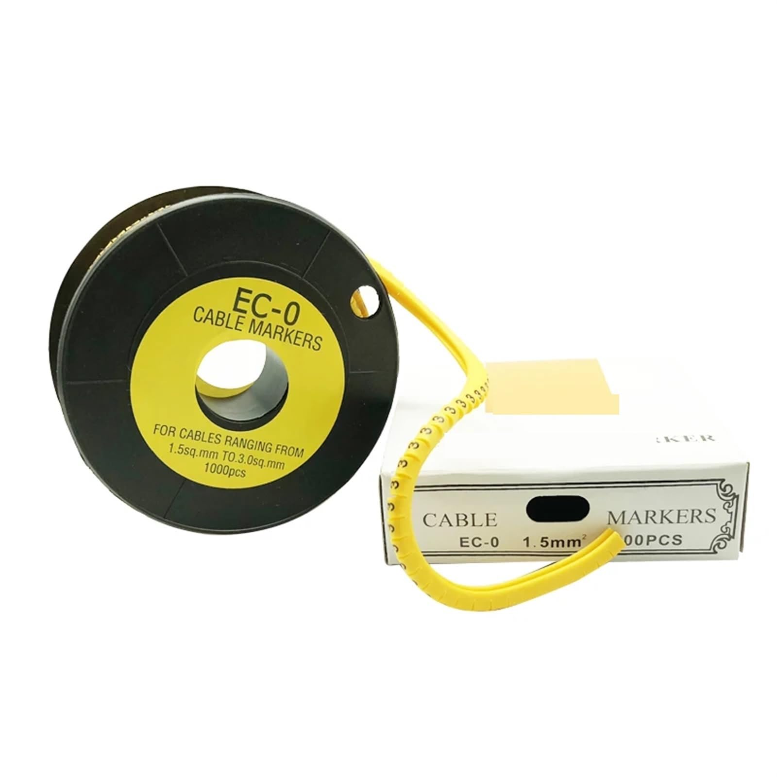 Kabelmarkierer 1 Rolle Nummernröhre EC-0.1 EC-0 EC-1 EC-2 EC-3 EC-5 Quadratische Nummernröhre Kabelmarkierung Bunte Markierung Draht M Nummer 0 bis 9 Zum Kabel Nummerierung(Number 6,EC-2-4mm)