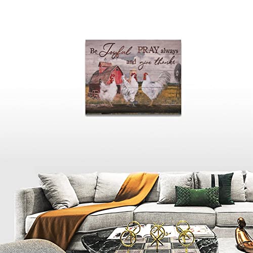 Farmhouse Rooster Wall Art Barn Windmill Decor Rustic Country Chicken Pictures Canvas Prints Framed Modern Artwork For Home Living Room Bedroom Bathroom 16"X12" #TOP3
