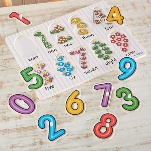 Melissa & Doug Lift & See Numbers Wooden Peg Puzzle - 10 Pieces - FSC Certified - image 5