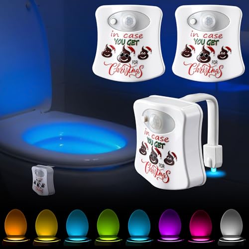 Enhon 3 Pack Christmas Toilet Night Light, Motion Sensor LED