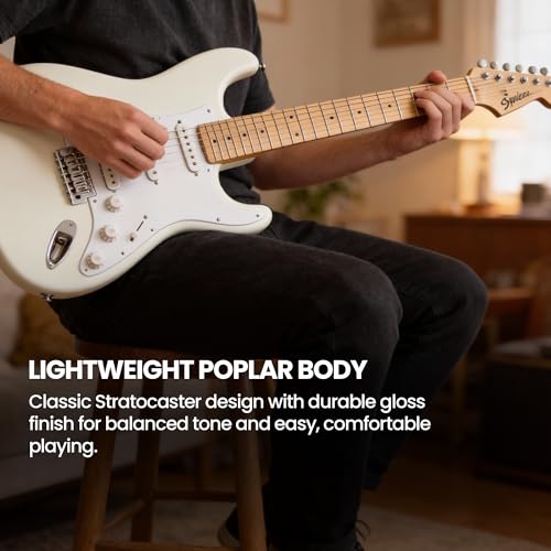 Image of Fender Squier Sonic Stratocaster - Arctic White Bundle with Frontman 10G Amp, Instrument Cable, Tuner, Strap, Picks, and Austin Bazaar Instructional Video