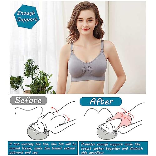 2 Pack Nursing Bras for Breastfeeding Maternity Bra Breastfeeding Wirefree Seamless Pregnancy Bralette for Womens2