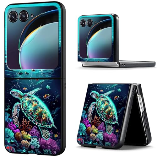 Coque Motorola Razr 2024 en polycarbonate rigide vert tortue de mer