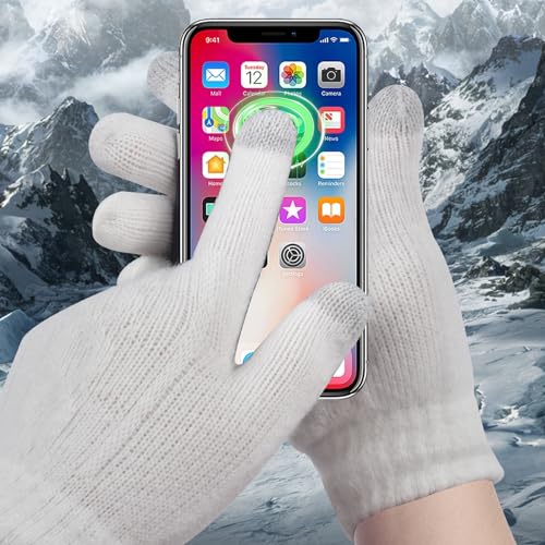 Winter Hat Scarf Gloves Set for Women, Classic Cable Beanie with Removable Pom Pom Long Scarf Touchscreen Gloves 3 in 1 Set3