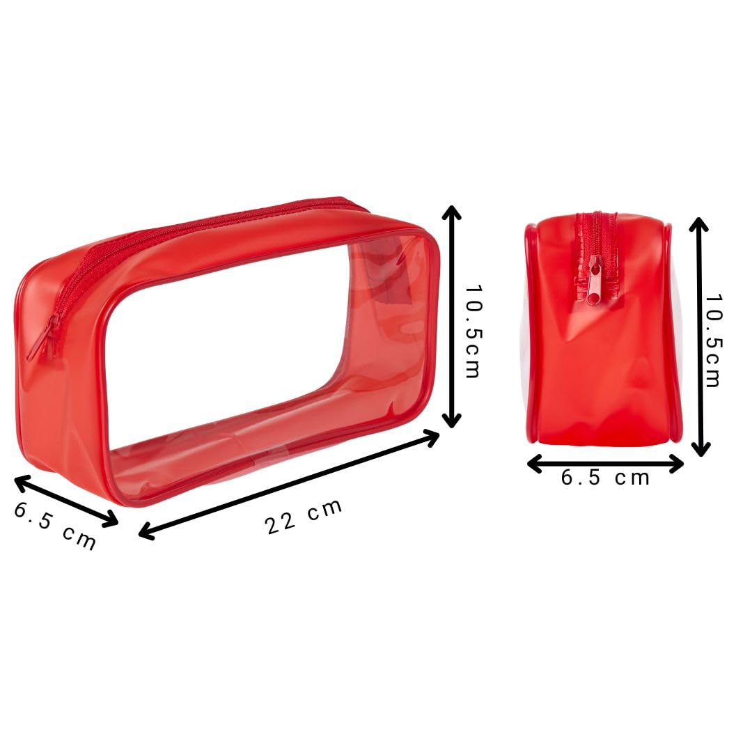Soul Projekt Clear Pencil Case for Exams Large Red Transparent Exam Pencil Case for Students Portable Clear Makeup Bag - Image 3
