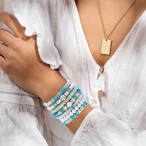 Besydec Jewelry,Heishi Surfer Bracelet Set,Preppy Stuff,Charm Beaded Bracelets,Aesthetic Gifts for Women3