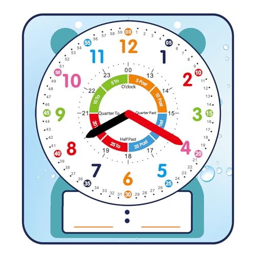 ANCOMEDO Large 12' Magnetic Writable Dry Erase Teaching Clock with Pen,Teaching Demonstration Clock for Kids Learning Time with Cute Style for Home School Classroom Supplies(12' x 11')