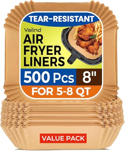 Image of Air Fryer Liners Disposable 8 inch Square, 500 Pcs Unbleached Parchment Paper Liners for Airfryer Basket, Non-Stick & Leakproof Baking Paper for Oven & Pan