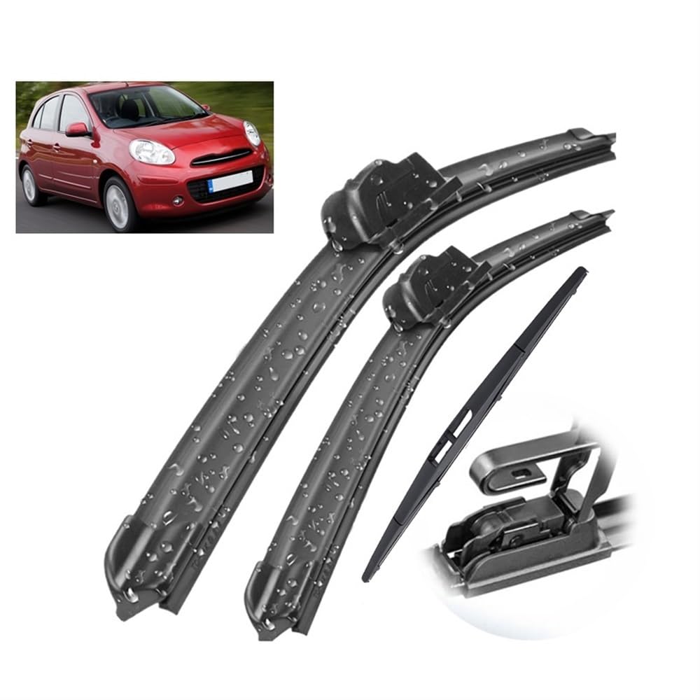 Set-Tergicristallo-Parabrezza per Nissan Micra March K13 2010–2015,Spazzole Anteriori e Posteriori per Auto，per la Pulizia dei vetri