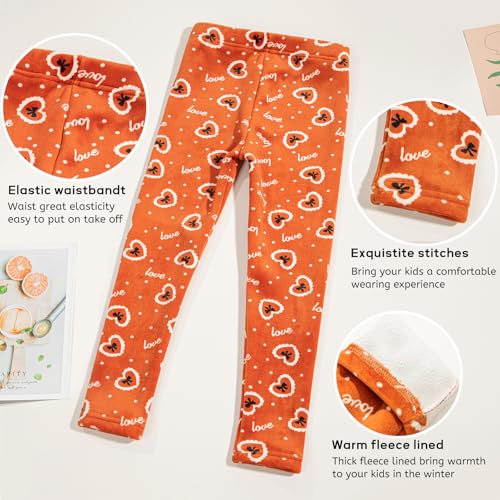 Girls Printing Fleece Lined Leggings Kids Warm Winter Pants Girls Stretch Thick Tights4
