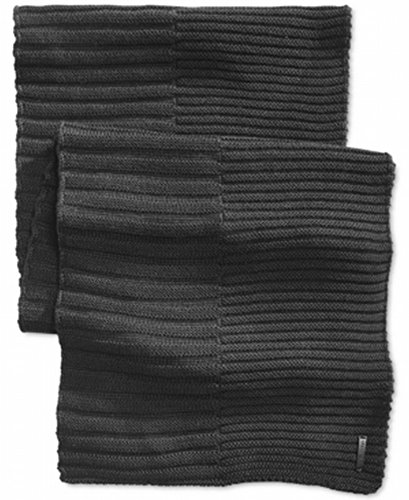 Calvin Klein Men's Horizontal Rib Muffler Scarf (Charcoal Grey)