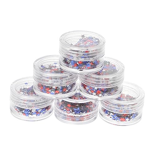 Ipetboom Bottles Independence Day Star Nail Glitter Sequins Bottles Solid Stars Bottles Hollow Stars for Nail Decoration Nail Accessories Nail Decor