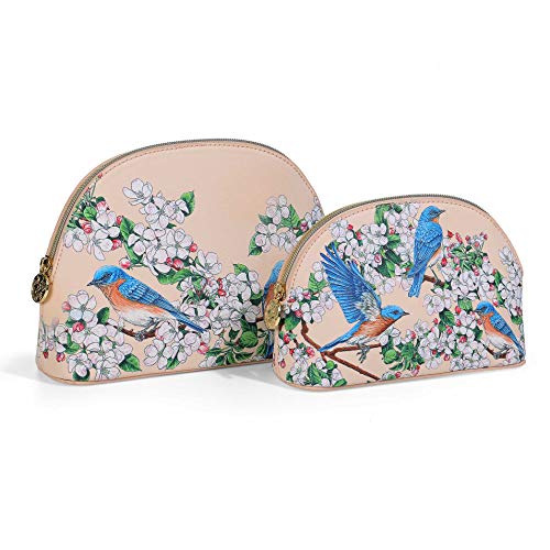 Sophinique Cosmetic Bag Set, 2 Pcs PU Leather Shell Shaped Bags Makeup Bag for Women, Small Toiletry Travel Bag Beauty Pouch Organizer