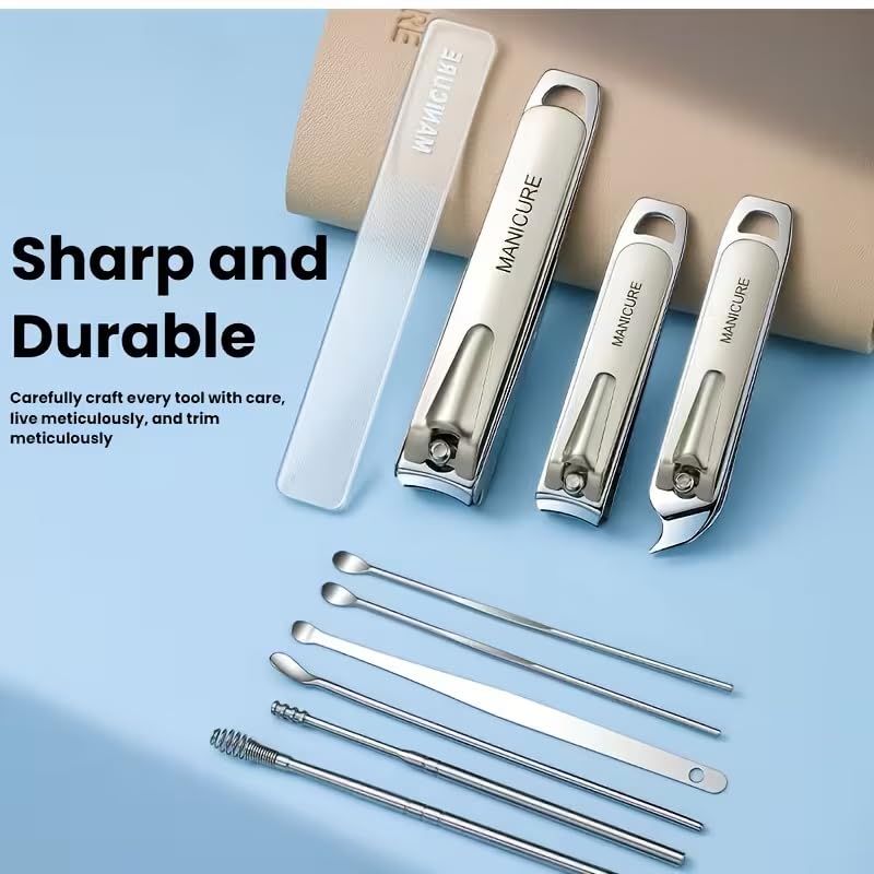 10-Piece Nail Clippers Kit Complete Manicure Pedicure Tools Set for Women Includes Ear Digging Spoon Travel-Friendly Grooming Kit — view 2