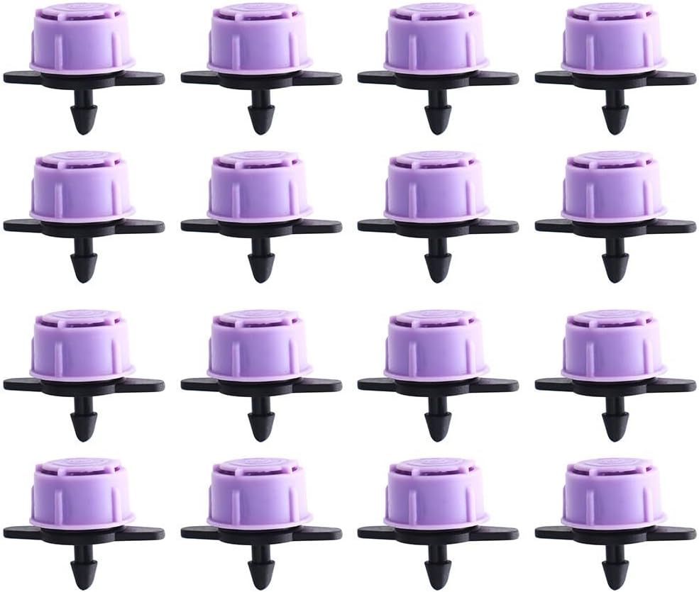 16 Pcs Adjustable Drip Irrigation Sprinkler, 0-70 L/H Flow Rate Emitter with 1m Radius, Pressure Compensating Dripper for Garden Greenhouse Plant Watering