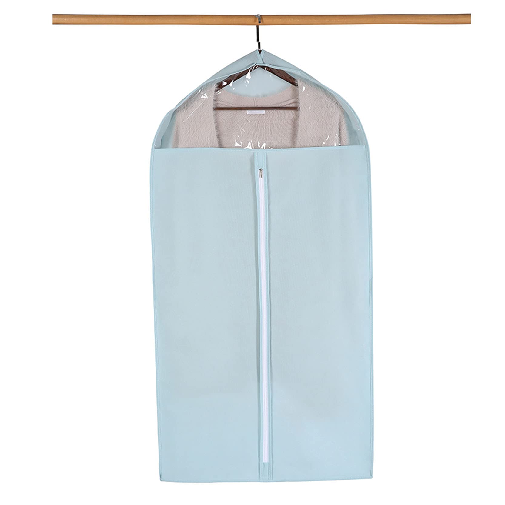 Sacca Porta Abiti, 10 cm for riporre i Vestiti, 5 Pezzi, Sacchetti copriabiti in Tessuto Non con Cerniera e Finestra Trasparente, Traspiranti, Bianchi, 60 x 90(Sky Blue,60x10x110cm)