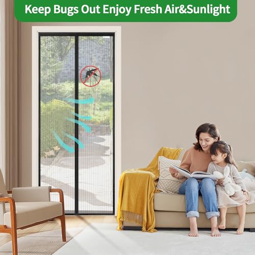 Meet Beauty Fliegengitter Balkontür 85x220cm | Magnet Fliegengitter Tür Ohne Bohren | Schwarzes Insektenschutzgitter für Tür & Balkon, Schützt vor Fliegen, Mücken & Insekten