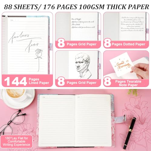 Image of Climberty Aesthetic Diary With Lock For Girls, Soft PU Leather Journal Notebook With Ribbon Bookmark, Metal Bookmark, Bracelet, Pencil Pouch, Diamond Pen, Gift Set For Women, 192 Pages A5 Size