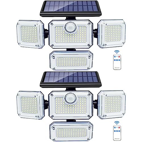 BEYAS Solar Lights Outdoor Motion Sensor 333 LED Flood Lights, Solar Powered Security Lights Outside IP65 Waterproof, 3 Lighting Modes, with 2 Remote Controls