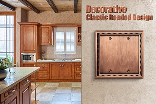 Image of Henne Bery Sunken Pearls Heavy Duty Decorative Wall Plate Switch Plate Outlet Cover (Double Blank, Antique Copper)