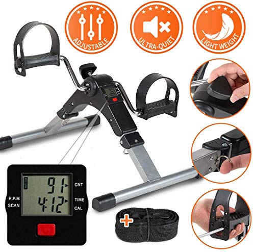 TABEKE Pedal Exerciser, Sitting Pedal Exerciser for Arm/Leg Workout, Portable Exercise Peddler