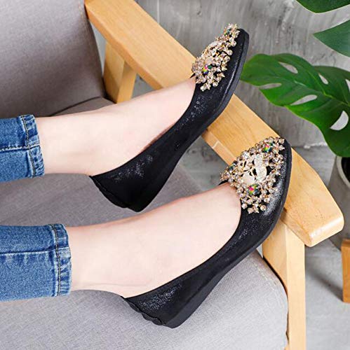 USANDY Soft Comfortable Ballet Flat Dress Shoes Foldable Rhinestone Bling Slip On Pointed Toe Slip On Flat Shoes - Image 4