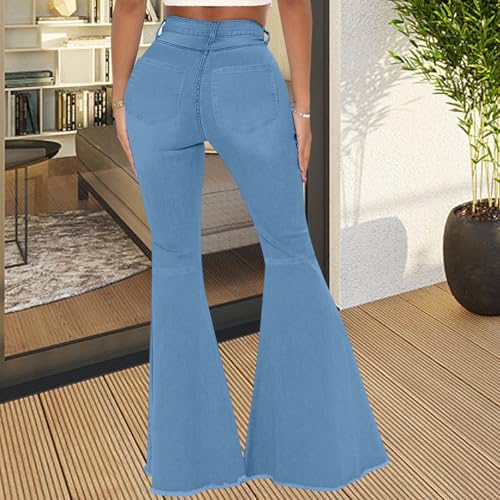 Bell Bottom Jeans for Women Skinny Flared Jeans Elastic High Waisted Vintage 70s Classic Stretchy Wide Leg Denim Pants4
