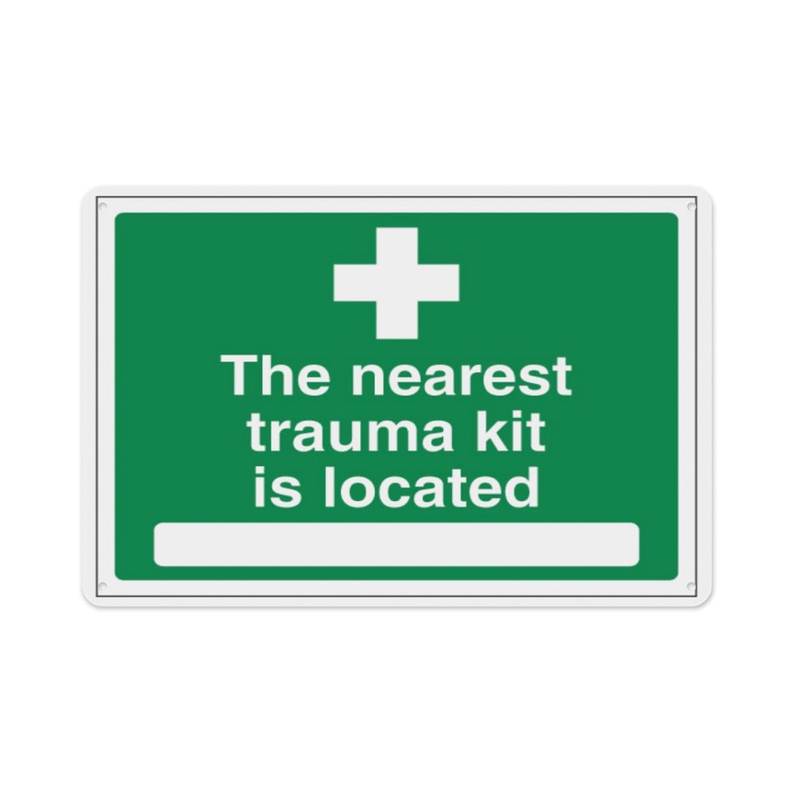 peiyeety The Nearest Trauma Kit Is Located Aluminum Tin Warning Signs For Home Outdoor Garden 8X12 Inches