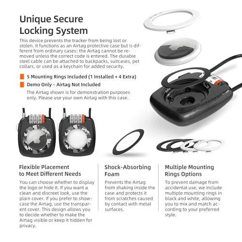 AirTag étui de protection durable avec câble métallique et antivol à code - 3