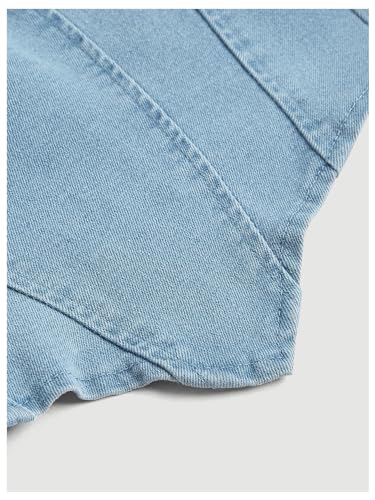 Milumia Women's Denim Tube Top Zipper Back Hanky Strapless Bandeau Jean Crop Top4