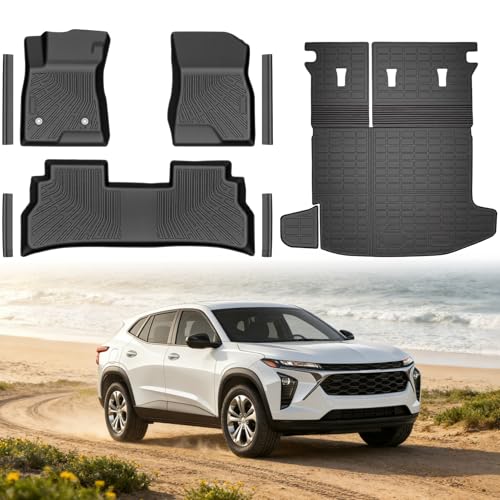 SHARGGE Floor Mats & Cargo Liner Set for 2024-2026 Chevy Trax | Complete 9-Piece TPE All-Weather Front & Rear Protection with Seatback Cover Protector Door Sill Guards | Custom Fit SUV Interior