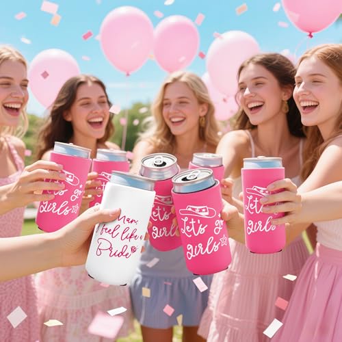 Image of 12 Pack Bachelorette Party Can Cooler Sleeves Bridal Shower Party Supplies Favors Decors, Bride Neoprene Insulated Can Sleeves for Bridesmaid Gifts (2026, 12 Oz Slim, Pink)