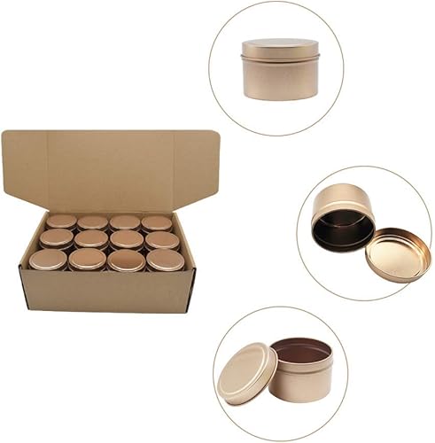 Miniatura 3 de TJH 24 piezas de lata de vela velas navideñas de 4 onzas recipientes de vela latas de viaje tarros de vela para hacer velas dorado escarchado