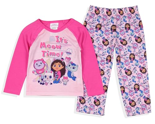 INTIMO Gabby's Dollhouse It's Meow Time Toddler Kid's Raglan 2 Piece Long Sleeve Long PJ Pant Pajama Set for Girls Boys2