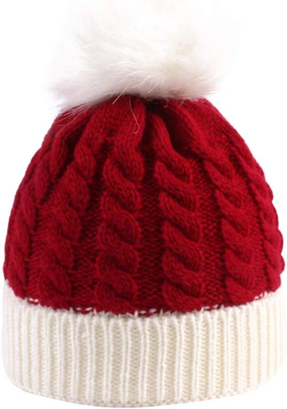 Yinxiang Jie Christmas Knitted Hat for Baby,Santa Hat for Kid Toddler Baby,Soft Warm Baby Beanie Knit Hat Red