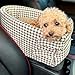 RUYICZB Console Dog Car Seat for Small Dog Cat Up to 15 Lbs, Center Console Dog Booster Seat with Safety Belt Seat Fixing Straps Puppy Safety Belt Hook Soft Comfortable Washable,Coffee