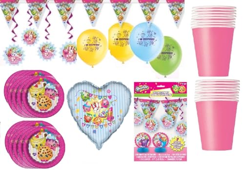 Shopkins Deluxe Girls Birthday Complete Party Pack Decoration Kit for 16
