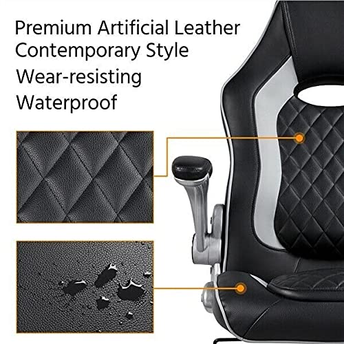 Chaise de jeu pour ordinateur de bureau et fauteuil ergonomique gris