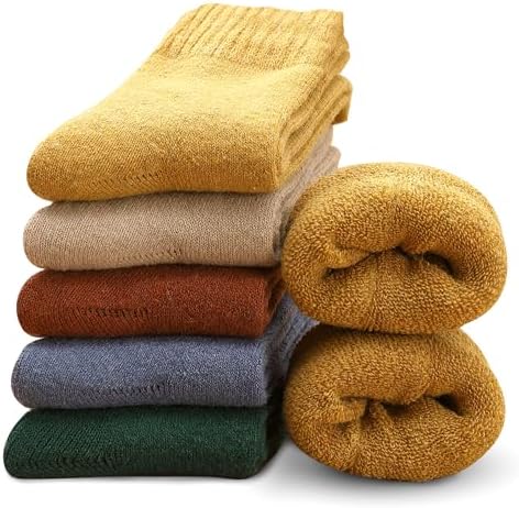 MOSOTECH Thermosocken Damen Socken 5 Paar Warme Dicke Wintersocken | Kuschelsocken Wollsocken Wandersocken für Damen, Einheitsgröße 35-42