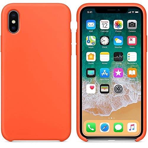 Image of REALCASE iPhone X | iPhone Xs Back Cover Case | Full Protective Liquid Silicone | Shockproof Case Back Cover for iPhone X /Xs [S-Orange]